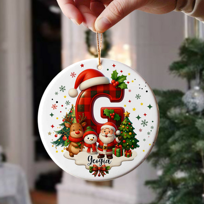 Custom Alphabet Personalized Christmas Ceramic Ornament