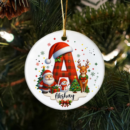 Custom Alphabet Personalized Christmas Ceramic Ornament