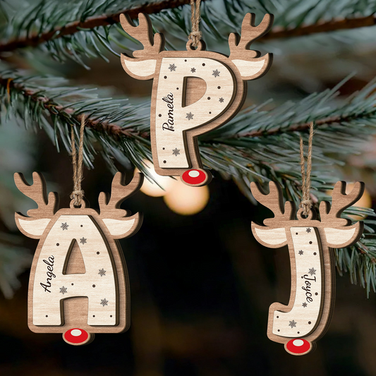 Christmas Letter Reindeer - Personalized Wooden Ornament