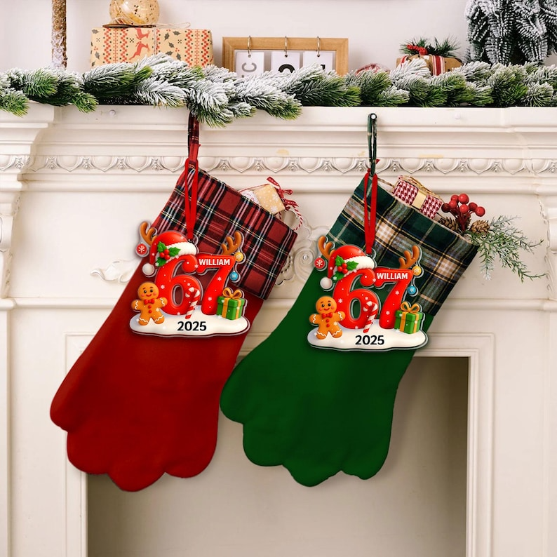 Custom Six Seven Meme Christmas Ornament – Hilarious 6 7 Teen Slang Acrylic Keepsake, Personalized Holiday Decor for Teenagers, Trendy 67 Meme Gift for Friends & Family