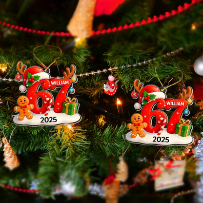 Custom Six Seven Meme Christmas Ornament – Hilarious 6 7 Teen Slang Acrylic Keepsake, Personalized Holiday Decor for Teenagers, Trendy 67 Meme Gift for Friends & Family