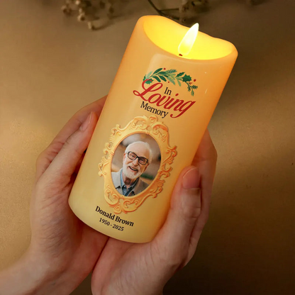 In Loving Memory LED Candle – Custom Photo Always By My Side Memorial Keepsake