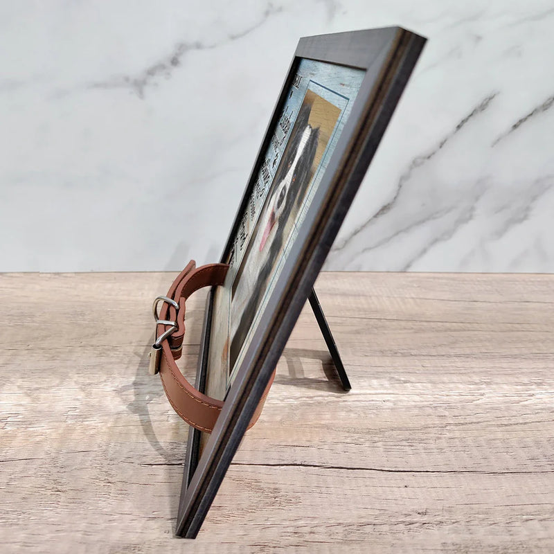 Custom Pet Memorial Frame with Photo & Collar Holder – Personalized Pet Loss Gift, Dog & Cat Remembrance Sign