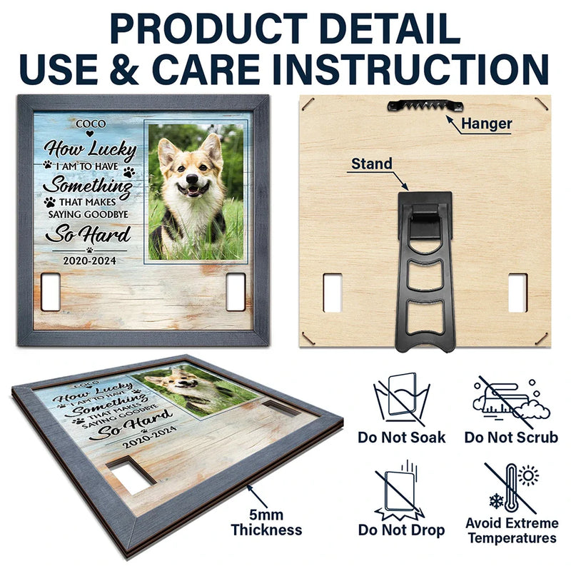 Custom Pet Memorial Frame with Photo & Collar Holder – Personalized Pet Loss Gift, Dog & Cat Remembrance Sign