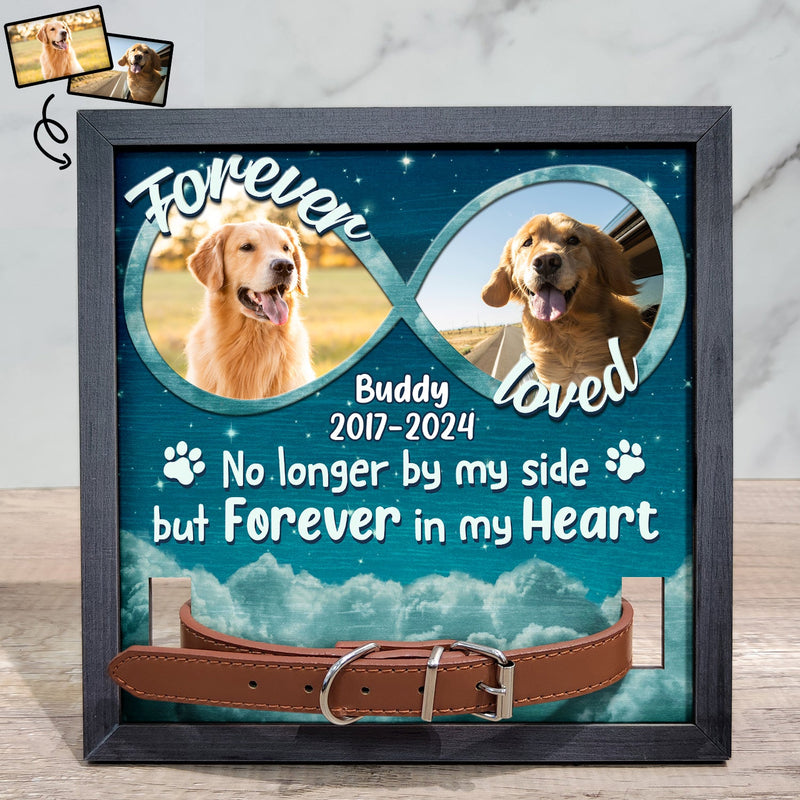 Custom Photo “Forever In My Heart” Pet Memorial Frame – Personalized Pet Loss Sign with Collar Holder | Sympathy Gift for Dog Owners & Cat Lovers