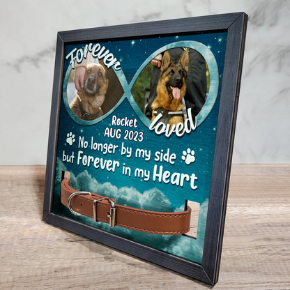 Custom Photo “Forever In My Heart” Pet Memorial Frame – Personalized Pet Loss Sign with Collar Holder | Sympathy Gift for Dog Owners & Cat Lovers