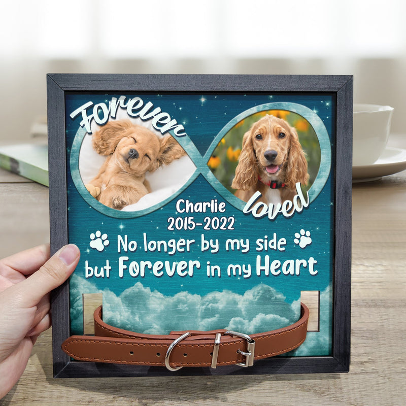 Custom Photo “Forever In My Heart” Pet Memorial Frame – Personalized Pet Loss Sign with Collar Holder | Sympathy Gift for Dog Owners & Cat Lovers