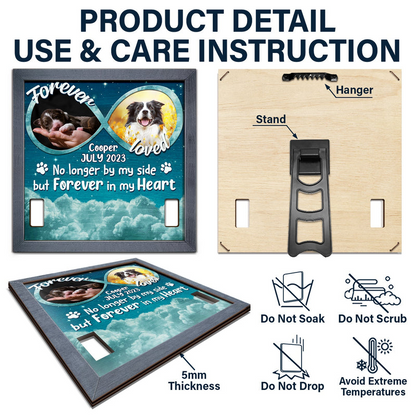 Custom Photo “Forever In My Heart” Pet Memorial Frame – Personalized Pet Loss Sign with Collar Holder | Sympathy Gift for Dog Owners & Cat Lovers