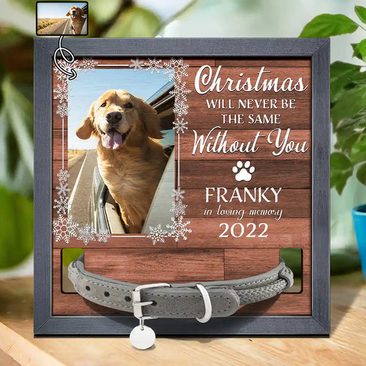 Personalized Pet Loss Sign with Photo and Collar Frame – Christmas Memorial Gift for Dog & Cat Owners