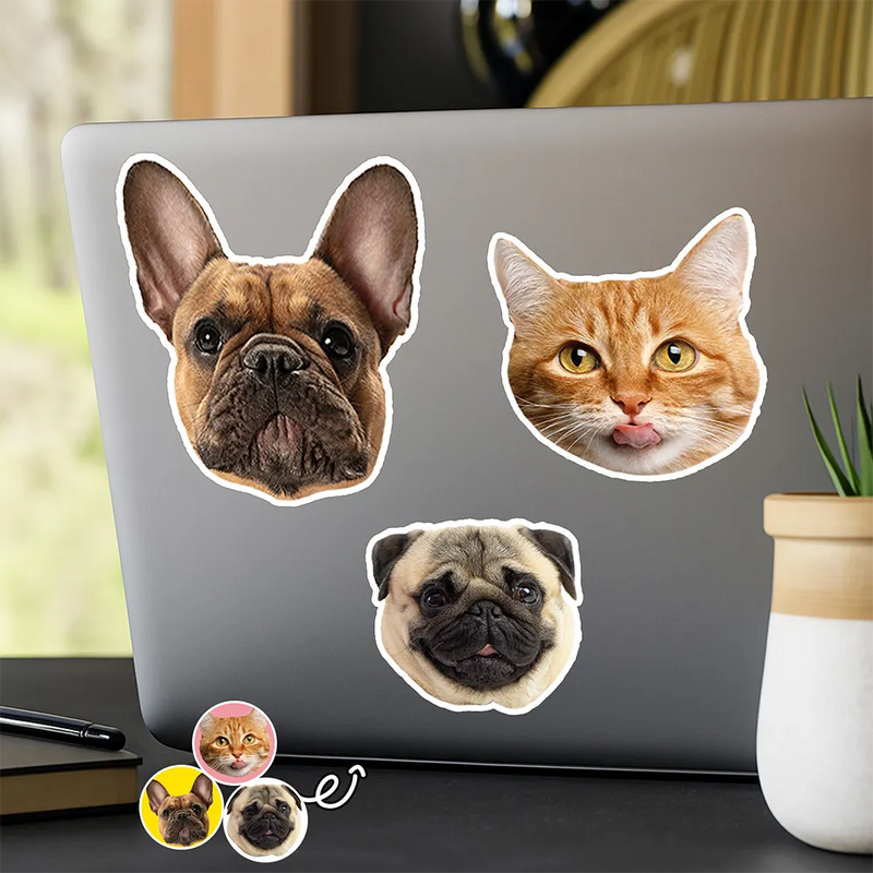 Custom Photo Dog Cat Pet Portrait Vinyl Sticker – Personalized Cutout Sticker for Pet Lovers, Dog Moms, Cat Dads, Pet Memorial Gift, Laptop & Water Bottle Decal