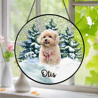 Personalized Dog Stained Glass Suncatcher – Heartfelt Christmas Gift