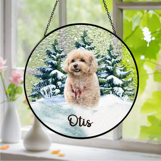 Personalized Dog Stained Glass Suncatcher – Heartfelt Christmas Gift