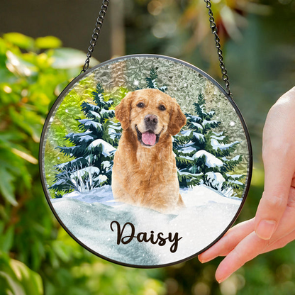 Personalized Dog Stained Glass Suncatcher – Heartfelt Christmas Gift