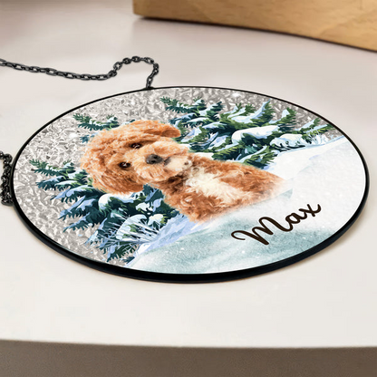 Personalized Dog Stained Glass Suncatcher – Heartfelt Christmas Gift