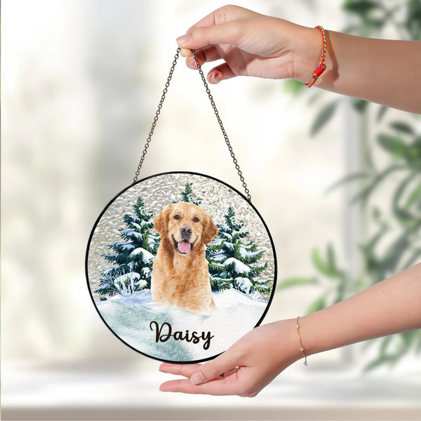 Personalized Dog Stained Glass Suncatcher – Heartfelt Christmas Gift