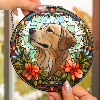 Portrait Lovely Dog - Personalized Custom Window Hanging Suncatcher