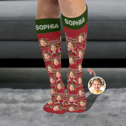 Custom Photo Family Christmas Socks Christmas Gift for Loved Ones