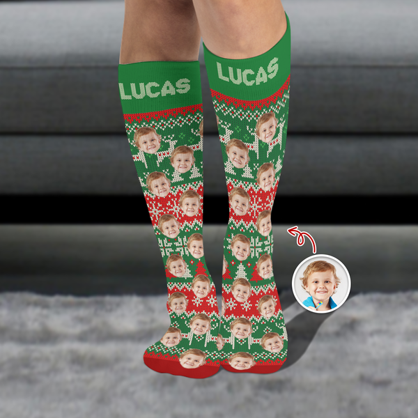 Custom Photo Family Christmas Socks Christmas Gift for Loved Ones