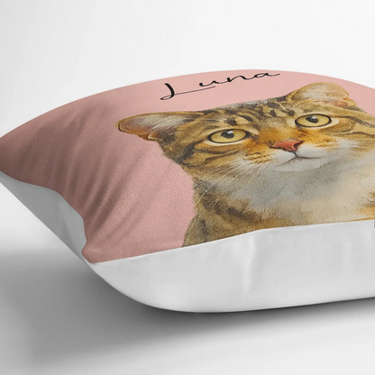 Custom Photo Realistic Watercolor Art Dog Cat Pet - Personalized Pillow