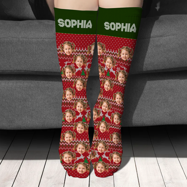 Custom Photo Family Christmas Socks Christmas Gift for Loved Ones