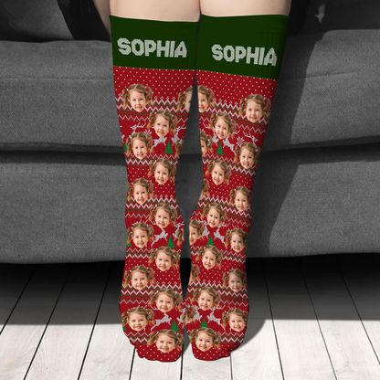 Custom Photo Family Christmas Socks Christmas Gift for Loved Ones