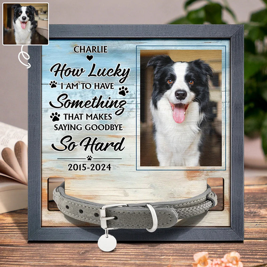 Custom Pet Memorial Frame with Photo & Collar Holder – Personalized Pet Loss Gift, Dog & Cat Remembrance Sign