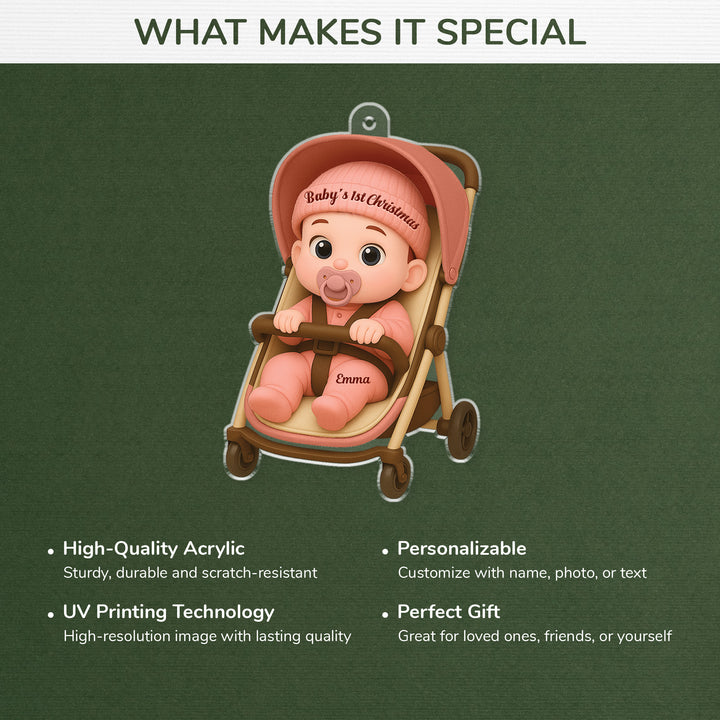 [3D Printing Effect] Personalised Acrylic Baby's 1st Xmas Ornaments for Newborns