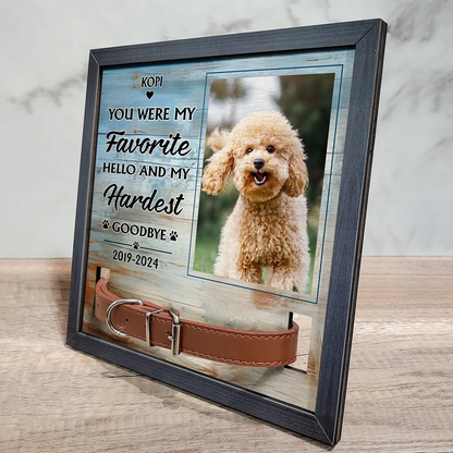 Custom Pet Memorial Frame with Photo & Collar Holder – Personalized Pet Loss Gift, Dog & Cat Remembrance Sign