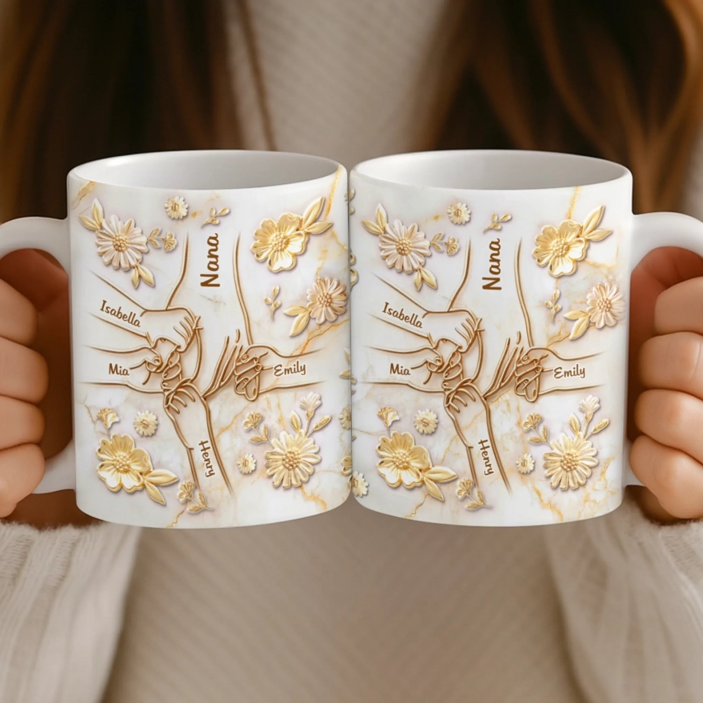 Custom 3D Inflated Effect Printed Mug - Personalized Mother's Day Gifts For Mom, Grandma - Love Passed Down Forever