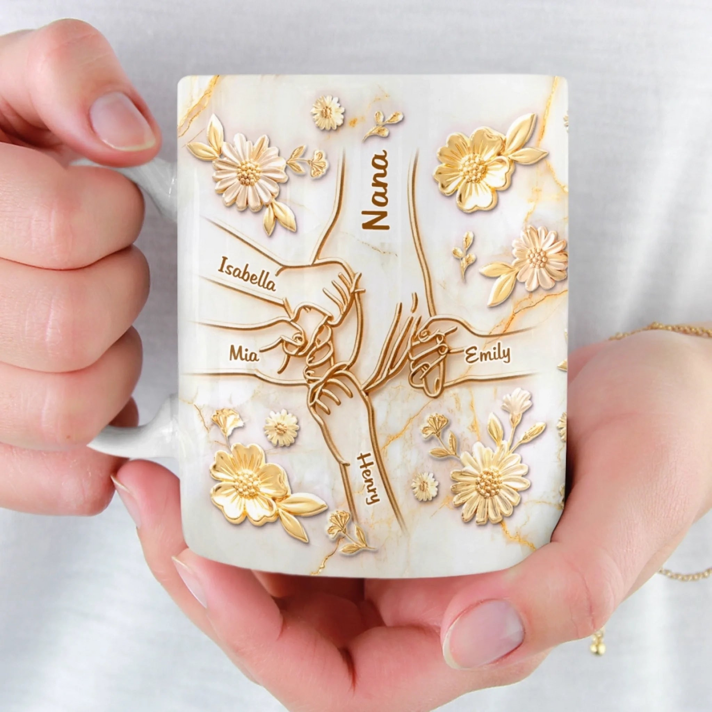 Custom 3D Inflated Effect Printed Mug - Personalized Mother's Day Gifts For Mom, Grandma - Love Passed Down Forever