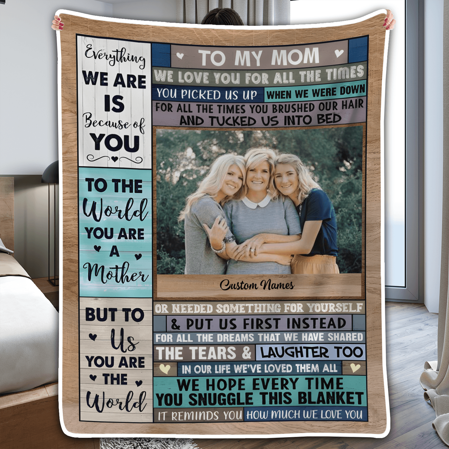Photo Blanket for Mom - We Love You | Personalized Gift for Mom, Grandma, Wife | Birthday, Mother's Day or any occasion
