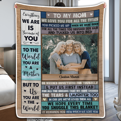 Photo Blanket for Mom - We Love You | Personalized Gift for Mom, Grandma, Wife | Birthday, Mother's Day or any occasion