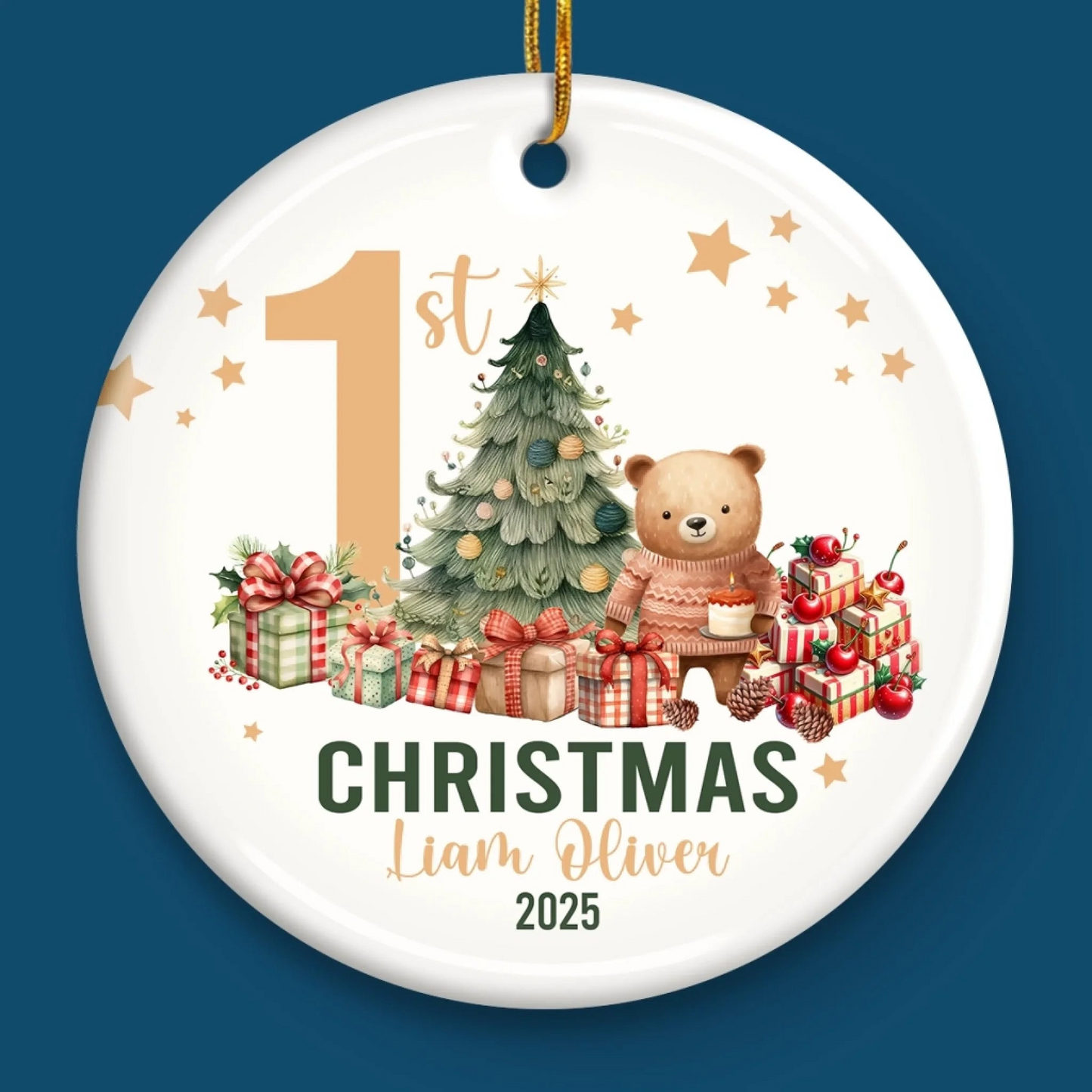 Custom Baby First Christmas Ceramic Ornament - Personalized Christmas Baby Shower, Gender Reveal Gifts For New Moms, New Dads, New Parents - Love At Every Snuggle