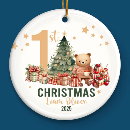 Custom Baby First Christmas Ceramic Ornament - Personalized Christmas Baby Shower, Gender Reveal Gifts For New Moms, New Dads, New Parents - Love At Every Snuggle