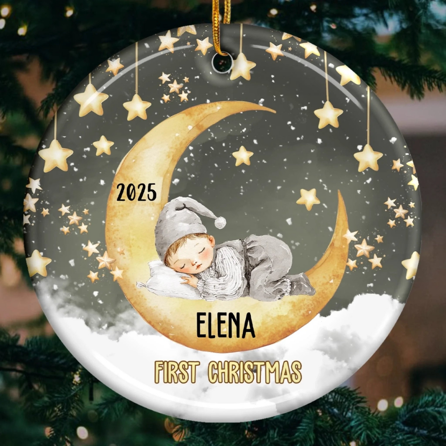 Custom Baby First Christmas Ceramic Ornament - Personalized Christmas Baby Shower, Gender Reveal Gifts For New Moms, New Dads, New Parents - Official Christmas Cutie