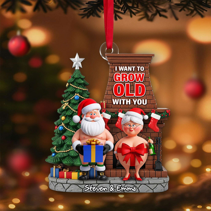 Funny Old Couple Ornament - Personalized Christmas Gift For Couple