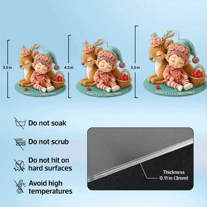 Baby's 1st Christmas Ornament – Cute Elf & Reindeer Acrylic Keepsake – Personalized Newborn Holiday Gift 2025