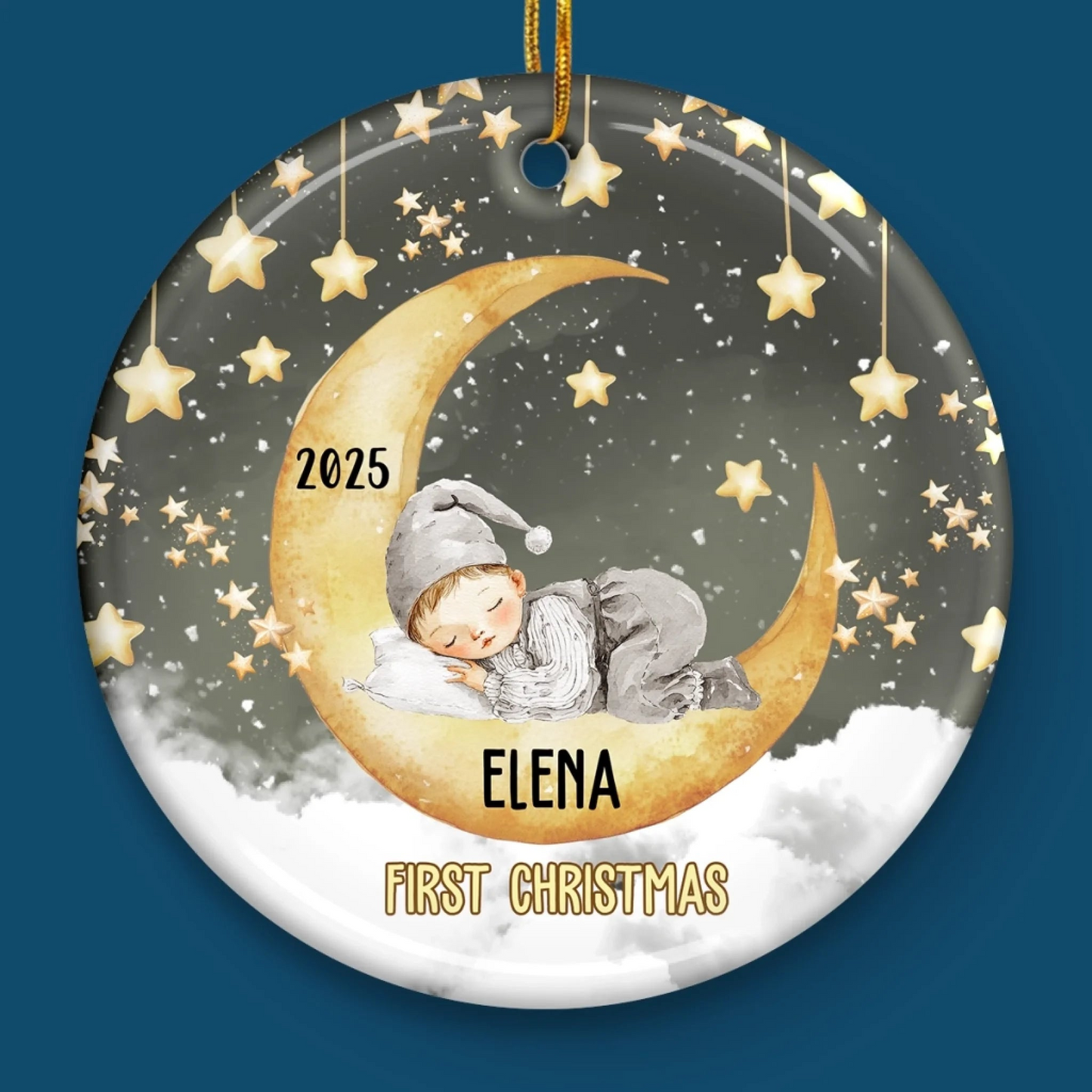 Custom Baby First Christmas Ceramic Ornament - Personalized Christmas Baby Shower, Gender Reveal Gifts For New Moms, New Dads, New Parents - Official Christmas Cutie