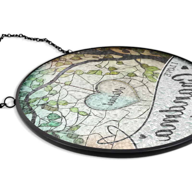 Grandkids Make Life Grand We Love Nana And Papa - Personalized Stained Glass Window Hanging Suncatcher