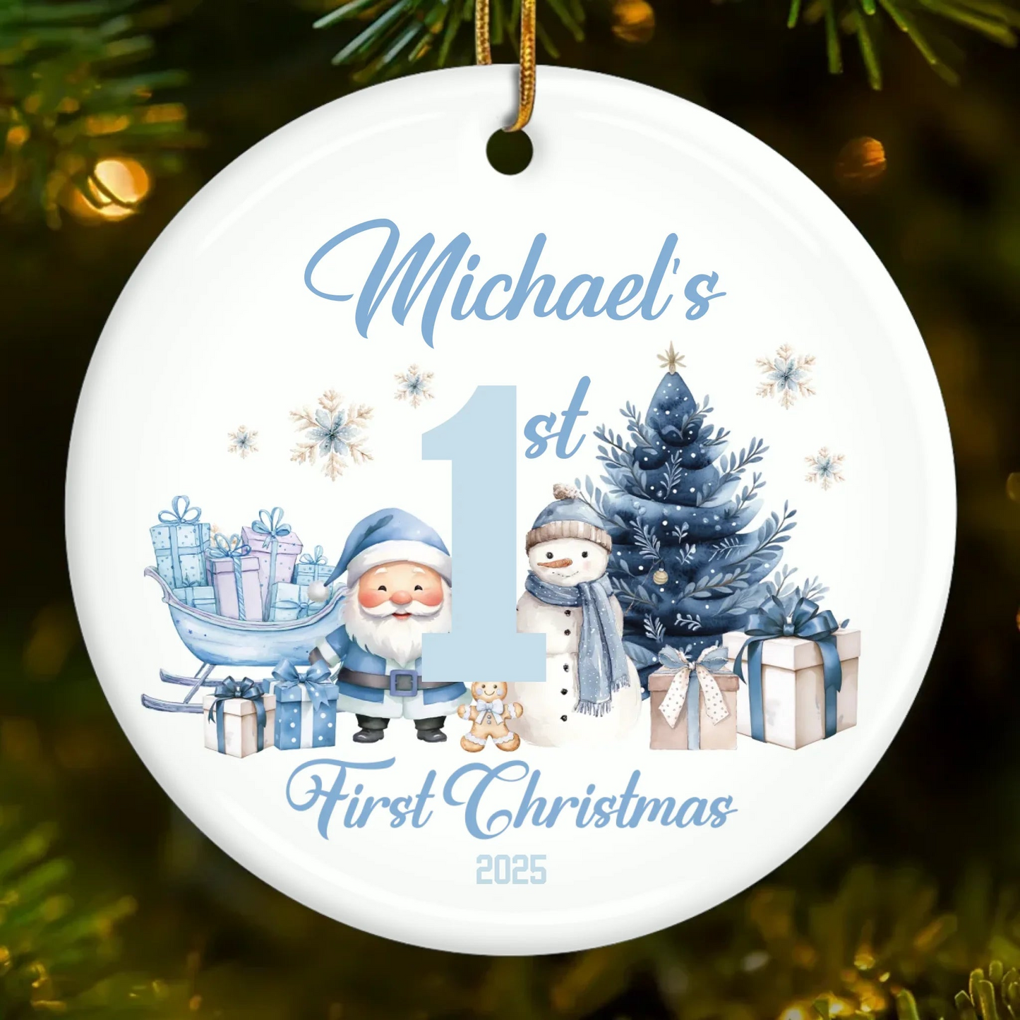 Custom Baby First Christmas Ceramic Ornament - Personalized Christmas Baby Shower, Gender Reveal Gifts For New Moms, New Dads, New Parents - First Christmas, Endless Love