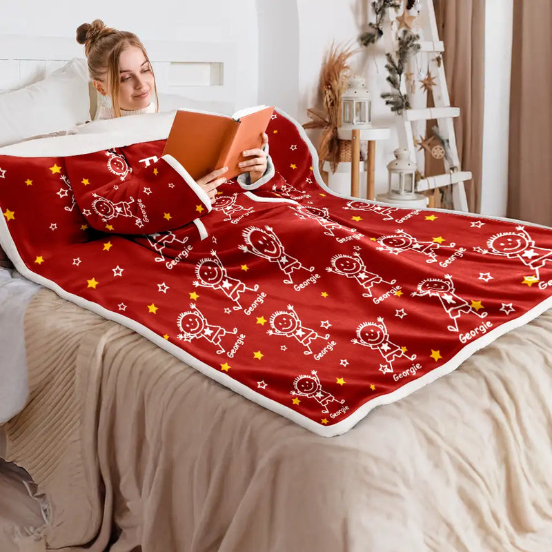 This Grandpa Dad Belongs To Kids Pet - Personalized Wearable Blanket With Sleeves