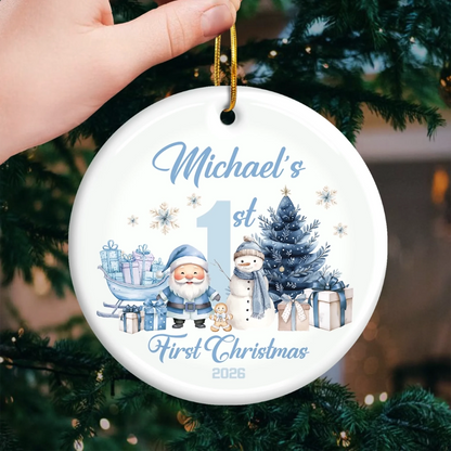 Custom Baby First Christmas Ceramic Ornament - Personalized Christmas Baby Shower, Gender Reveal Gifts For New Moms, New Dads, New Parents - First Christmas, Endless Love