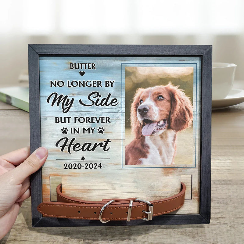 Custom Pet Memorial Frame with Photo & Collar Holder – Personalized Pet Loss Gift, Dog & Cat Remembrance Sign