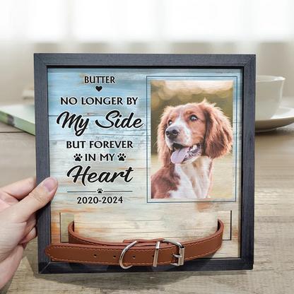 Custom Pet Memorial Frame with Photo & Collar Holder – Personalized Pet Loss Gift, Dog & Cat Remembrance Sign
