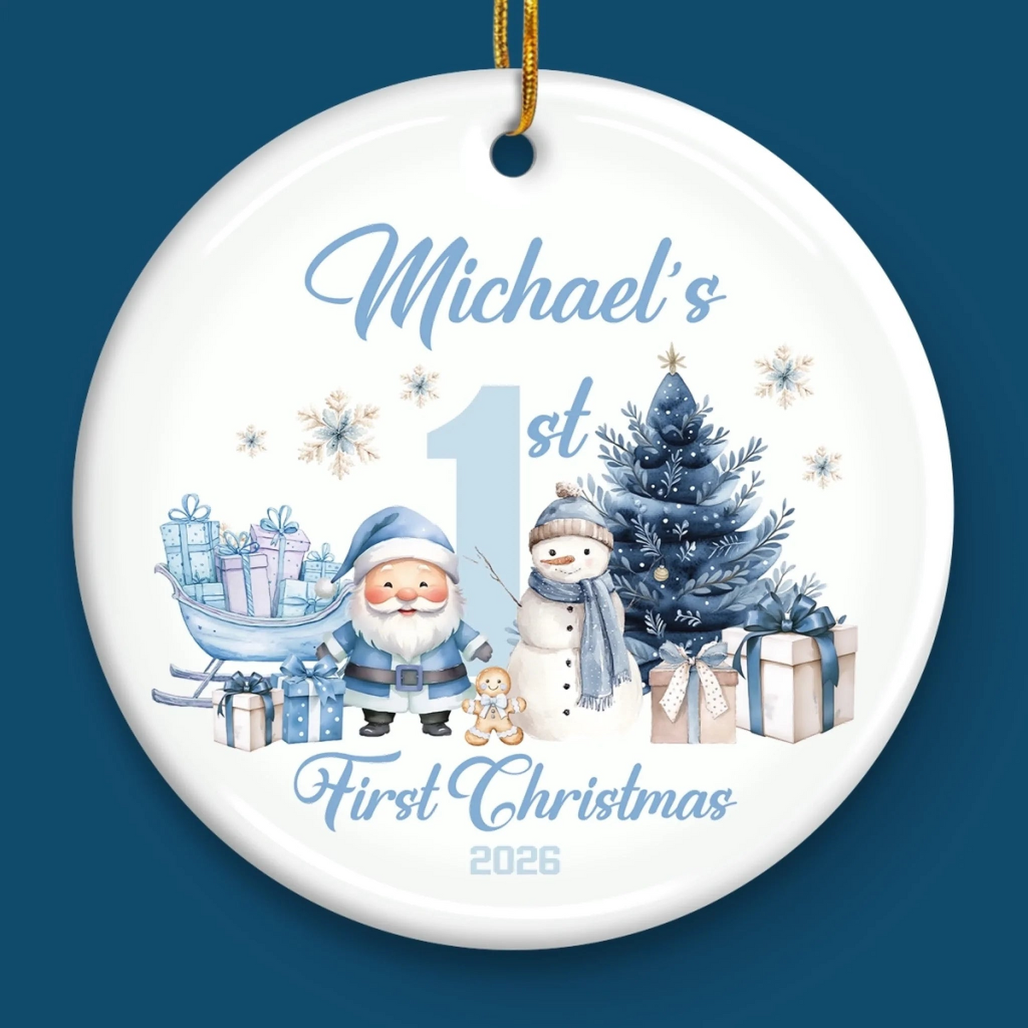 Custom Baby First Christmas Ceramic Ornament - Personalized Christmas Baby Shower, Gender Reveal Gifts For New Moms, New Dads, New Parents - First Christmas, Endless Love