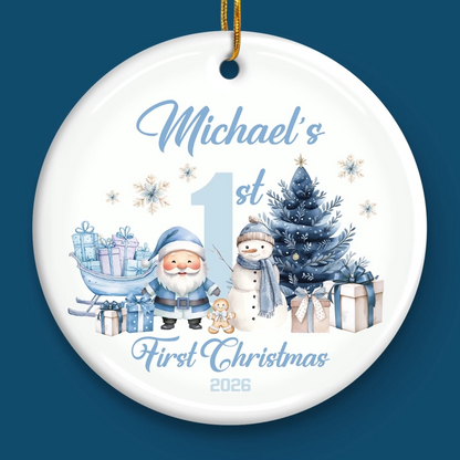 Custom Baby First Christmas Ceramic Ornament - Personalized Christmas Baby Shower, Gender Reveal Gifts For New Moms, New Dads, New Parents - First Christmas, Endless Love