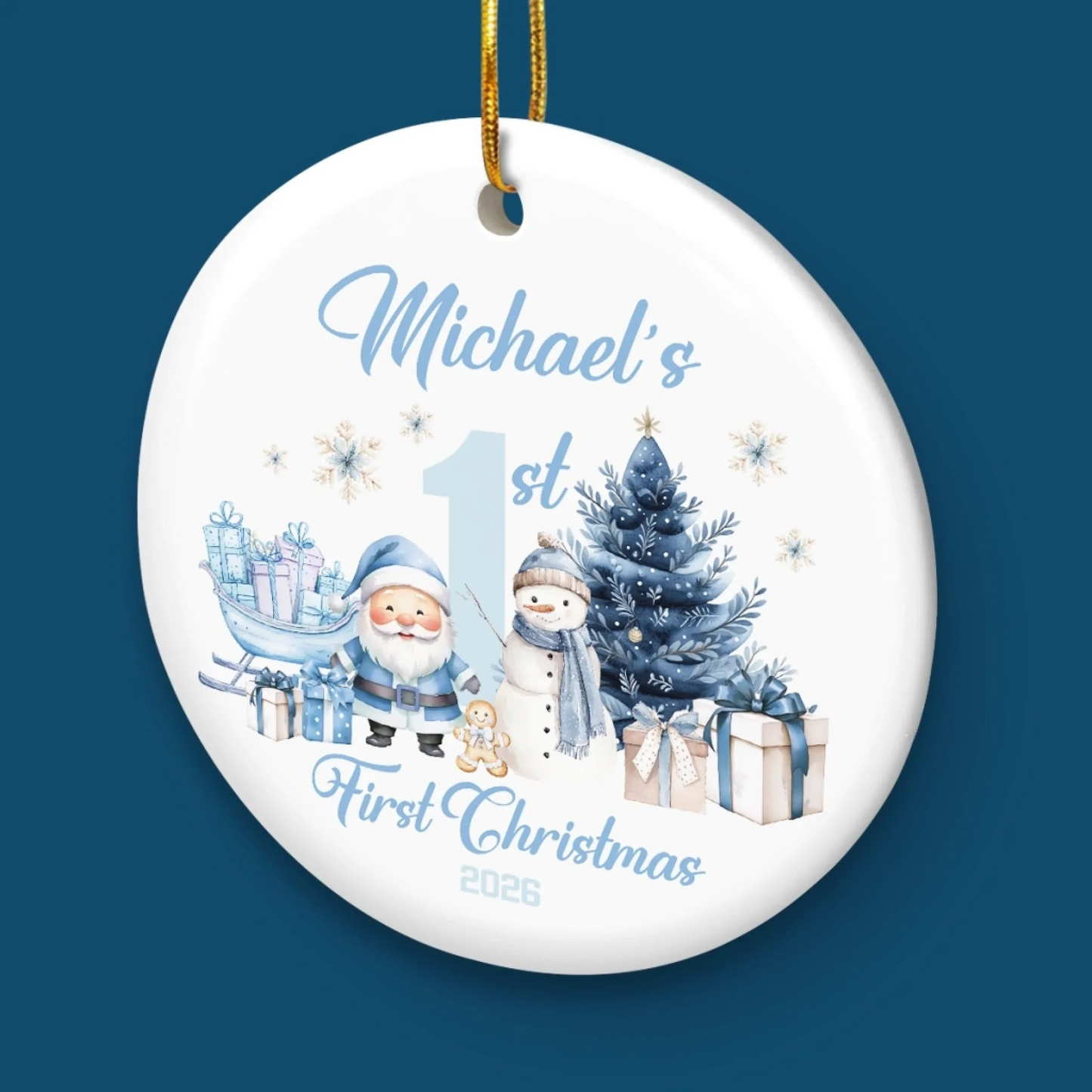Custom Baby First Christmas Ceramic Ornament - Personalized Christmas Baby Shower, Gender Reveal Gifts For New Moms, New Dads, New Parents - First Christmas, Endless Love