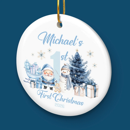 Custom Baby First Christmas Ceramic Ornament - Personalized Christmas Baby Shower, Gender Reveal Gifts For New Moms, New Dads, New Parents - First Christmas, Endless Love