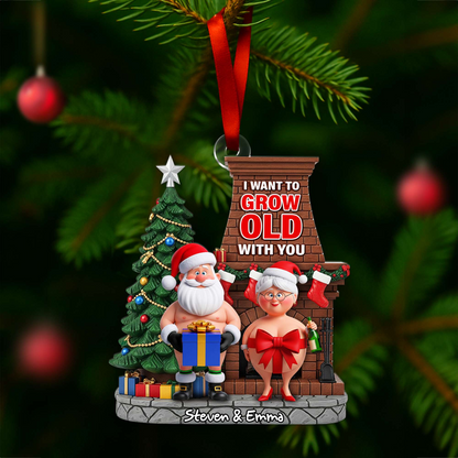 Funny Old Couple Ornament - Personalized Christmas Gift For Couple