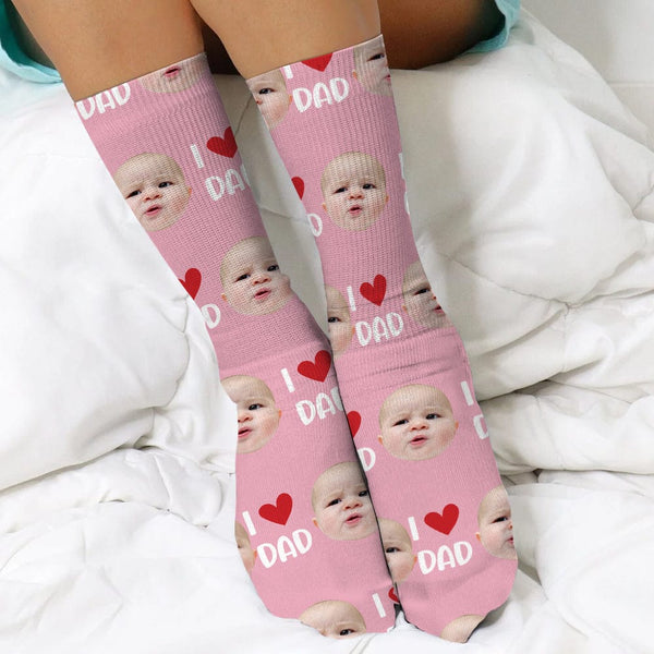 Custom Photo Face Kids Father's Dad Socks